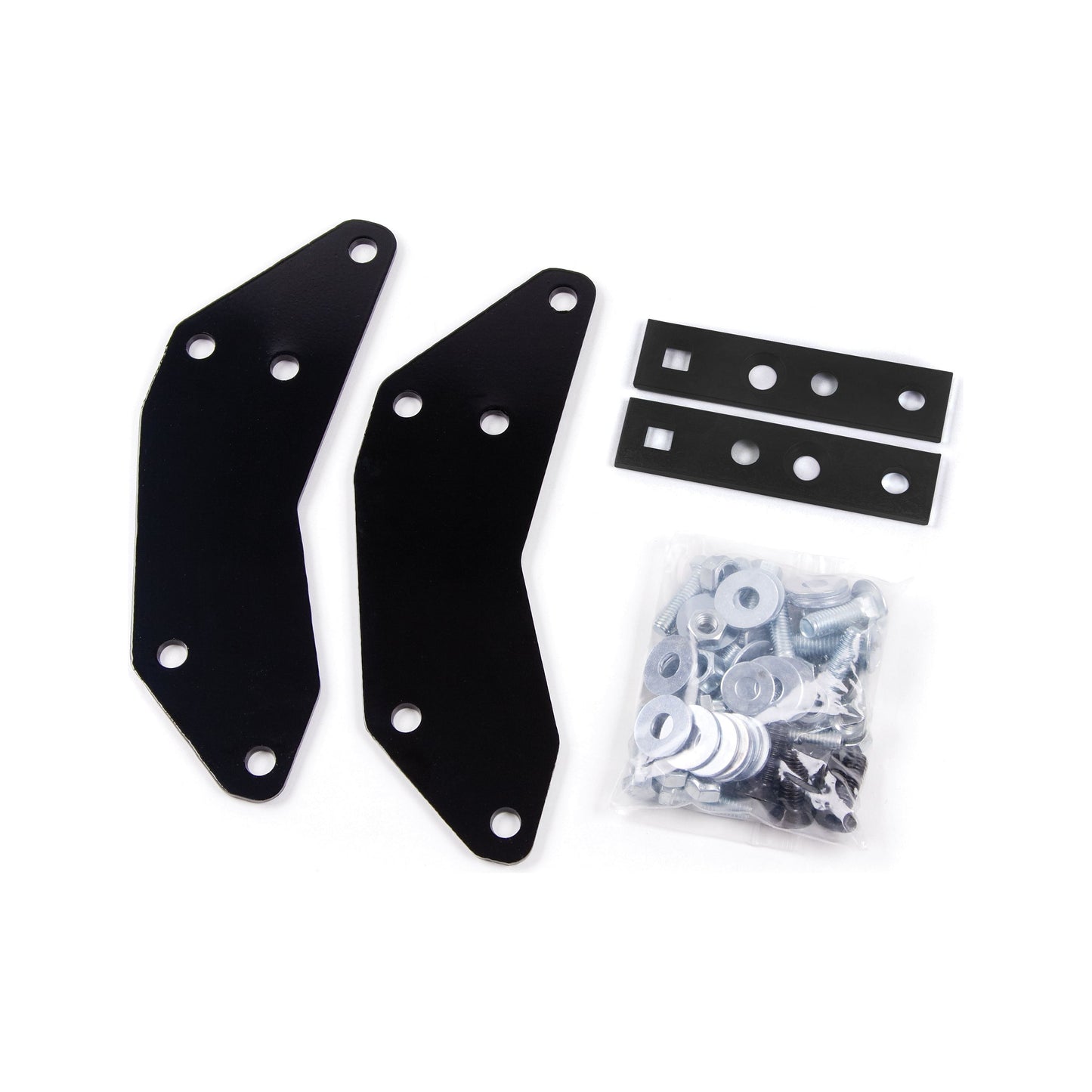 ZONE OFFROAD | 3" Rear Bumper Relocation Brackets I ZONC9950 components including brackets and hardware kit.