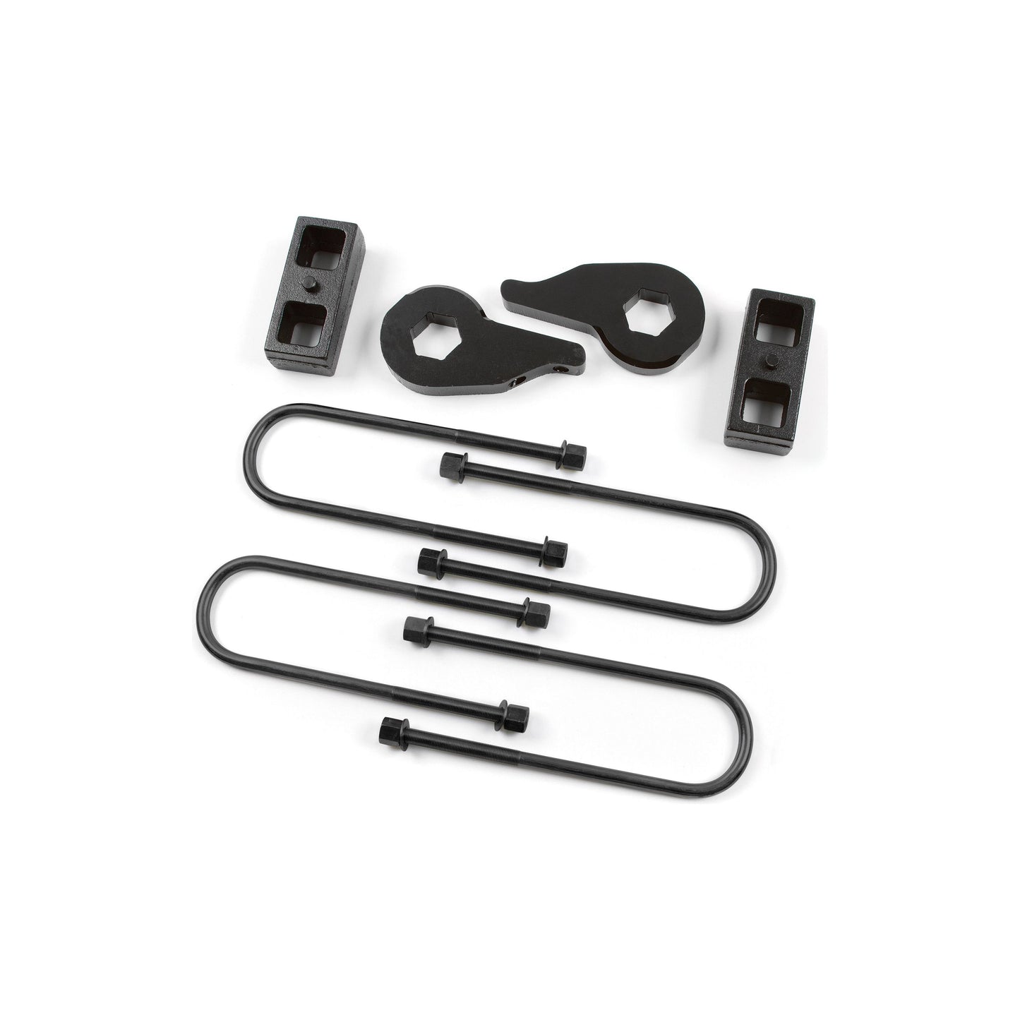ZONE OFFROAD | 2 Inch Torsion Key Lift Kit I ZOND1210 components including torsion keys, rear lift blocks, and U-bolts.