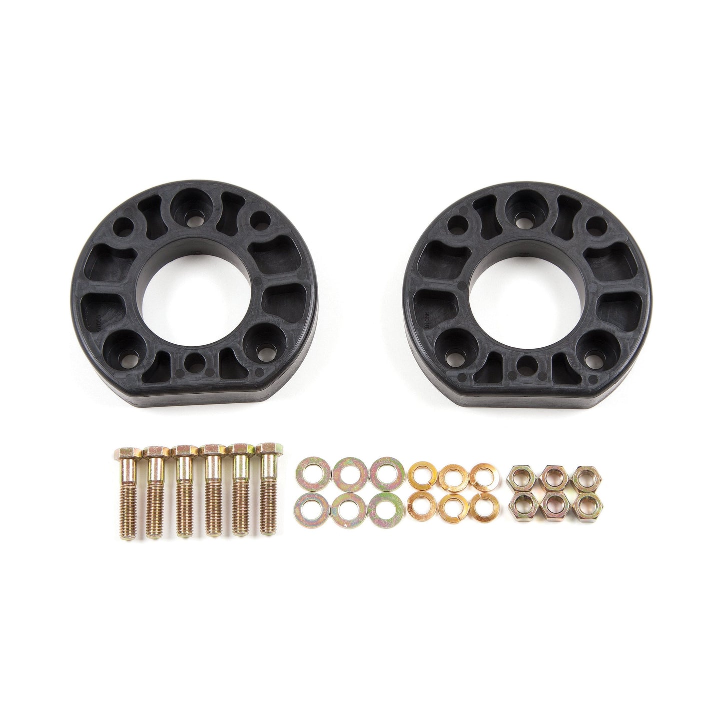 ZONE OFFROAD | 2 Inch Strut Spacer Leveling Kit I ZONF1200 components including strut spacers and installation hardware.