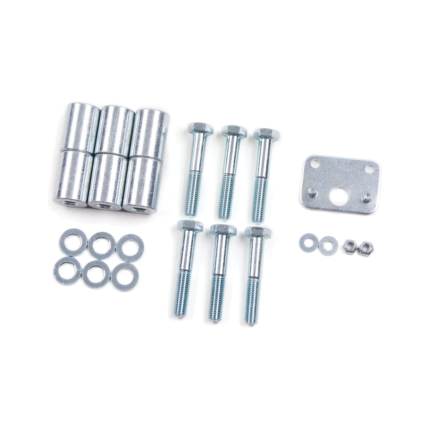 ZONE OFFROAD | 1-5/8" Transfer Case Drop Kit I ZONJ5011 hardware kit including bolts, washers, and relocation bracket.