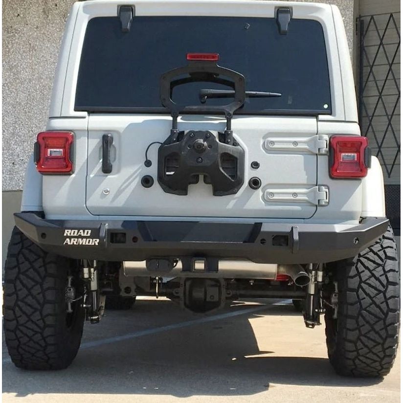Road Armor Stealth Full Width Rear Bumper with Tire Carrier for 18-C Jeep Wrangler JL 5183R1B-TC