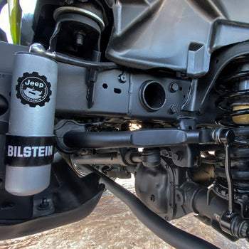 Close-up of Premium Off Road Suspension Parts featuring Bilstein shock absorber in a Jeep