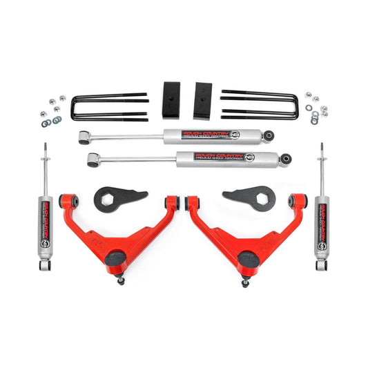 ROUGH COUNTRY 3 Inch Lift Kit | FK/FF Code | Chevy/GMC Sierra/Silverado 2500 HD Suburban/Yukon XL 2500 (01-10) | 859830RED