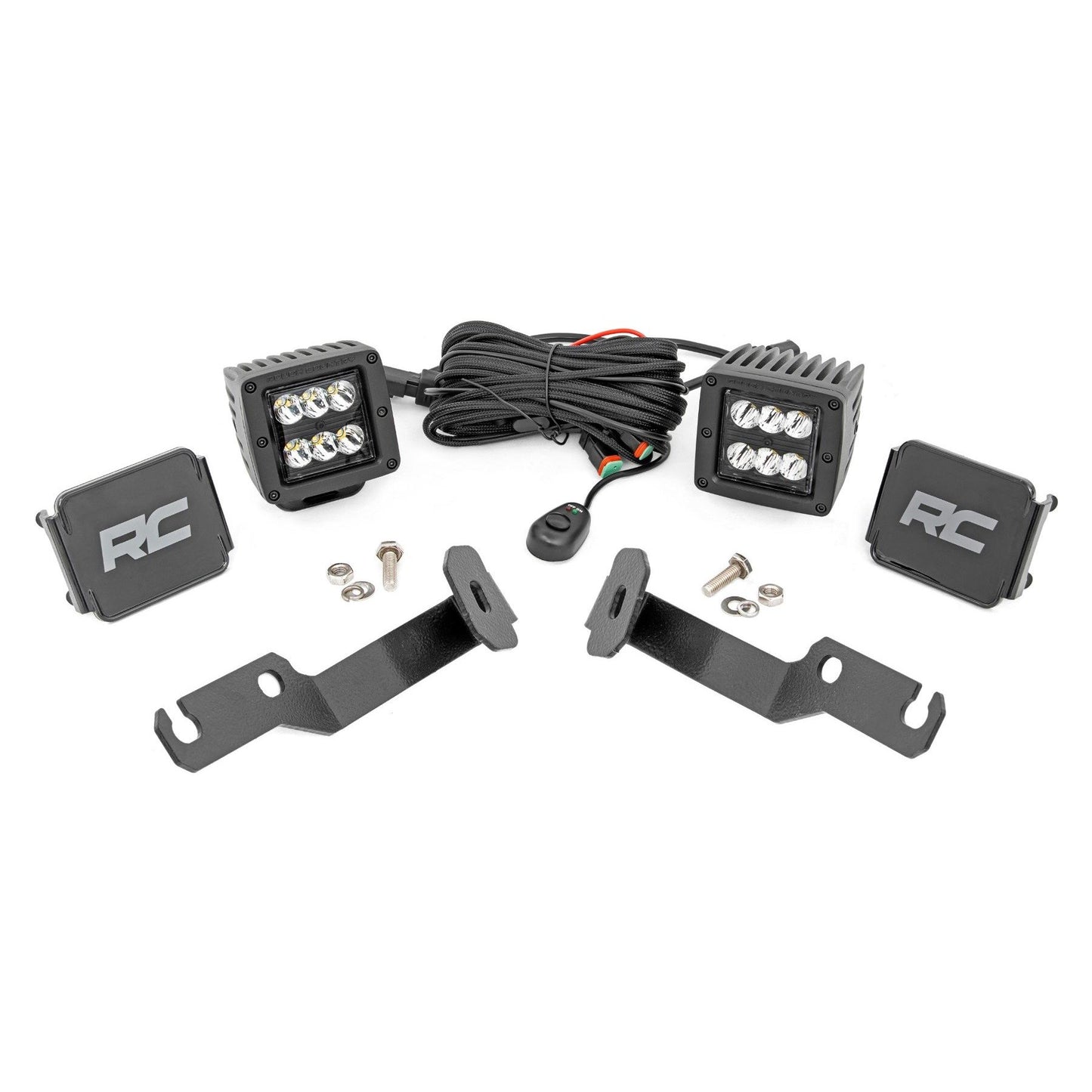 ROUGH COUNTRY LED Light Kit | Ditch Mount | 2" Black Pair | Spot | Toyota Tacoma (05-15) | 71087