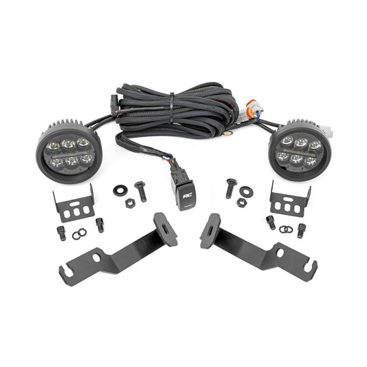 ROUGH COUNTRY LED Light Kit | Ditch Mount | Black Series Round | 3.5 Inch | Amber DRL | Toyota Tacoma (05-15) | 71092