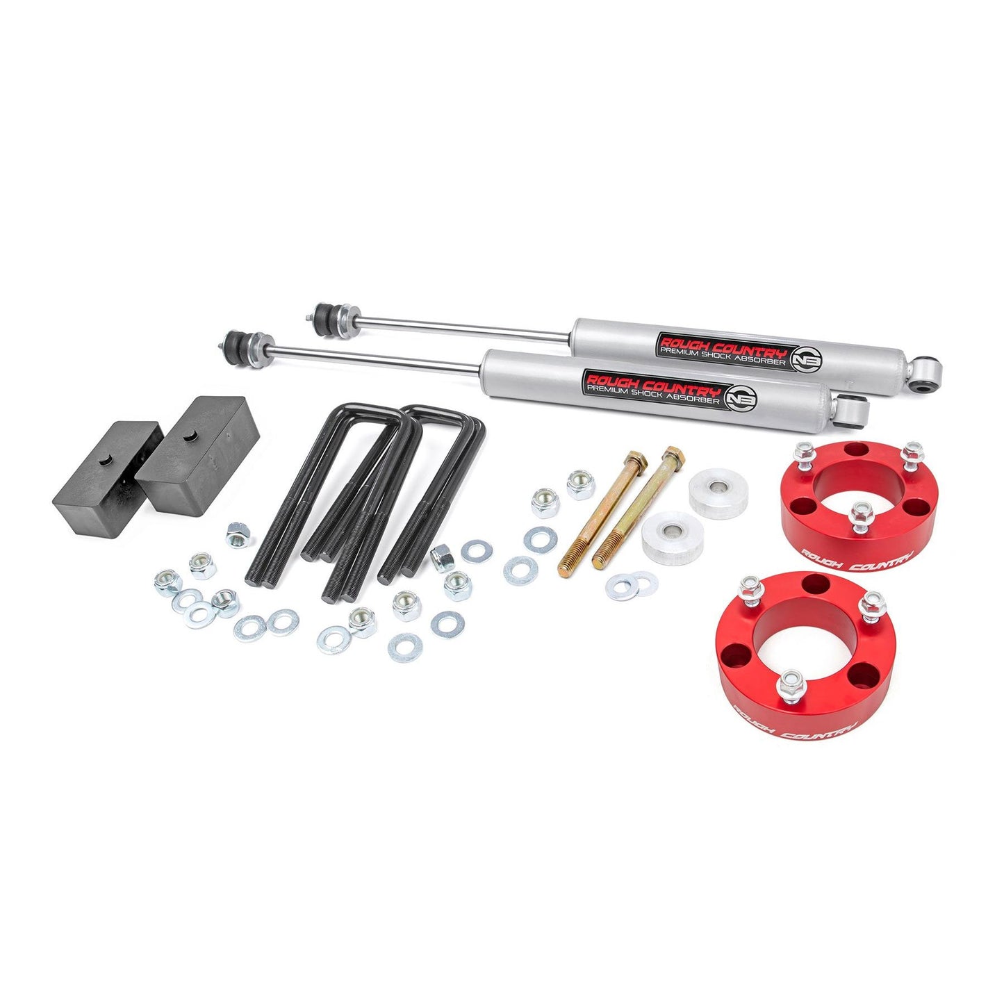 ROUGH COUNTRY 3 Inch Lift Kit | Red Spacer | Toyota Tacoma 2WD/4WD (2005-2023) | 74530RED