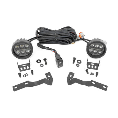 ROUGH COUNTRY LED Light Kit | Ditch Mount | Black Series Round | 3.5 Inch | Amber DRL | Toyota Tacoma (16-23) | 71085