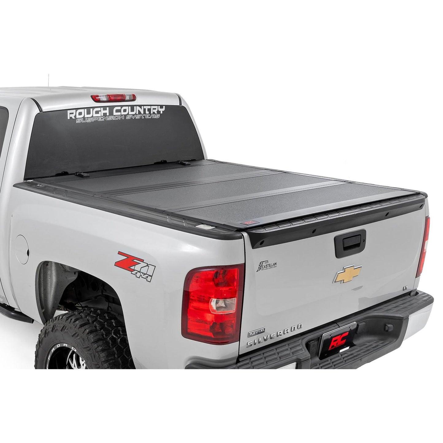 ROUGH COUNTRY Hard Tri-Fold Flip Up Bed Cover | 5'9" Bed | Chevy/GMC 1500 (07-13) | 49113551