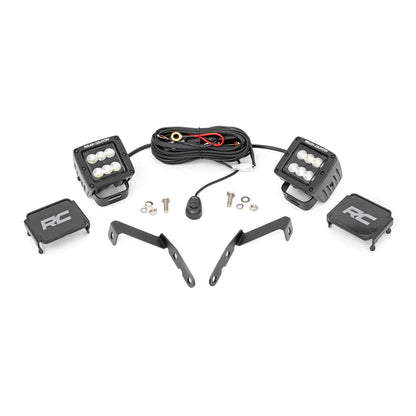 ROUGH COUNTRY LED Light Kit | Ditch Mount | 2" Black Pair | Flood | Chevy 1500 & Chevy/GMC 2500HD/3500HD (07-14) | 71059