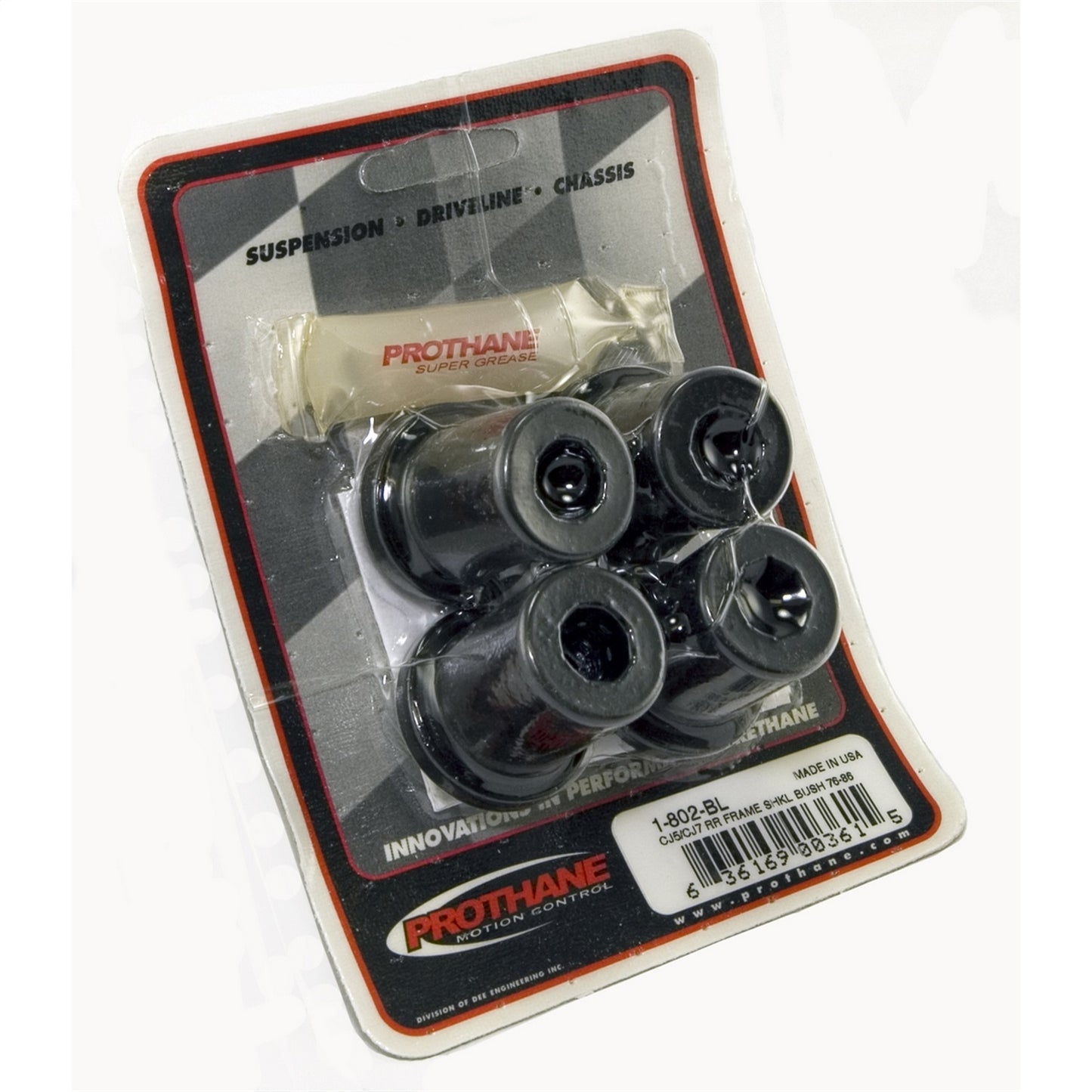 RUGGED RIDGE | 1-802BL | Bushing Set-4 Shackle Rear Blk 76-86 Wrangler