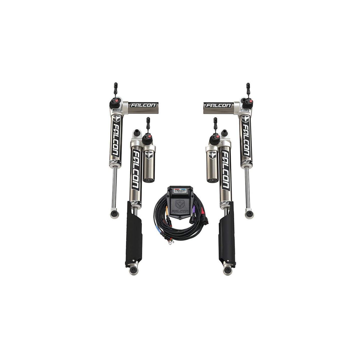 FALCON SHOCKS | 18-Up Jeep Wrangler JL 2 Door SP2 3.5 e-Adjust Piggyback Shock Kit 0-1.5 Inch Lift Falcon Shocks | 10-03-35-400-000