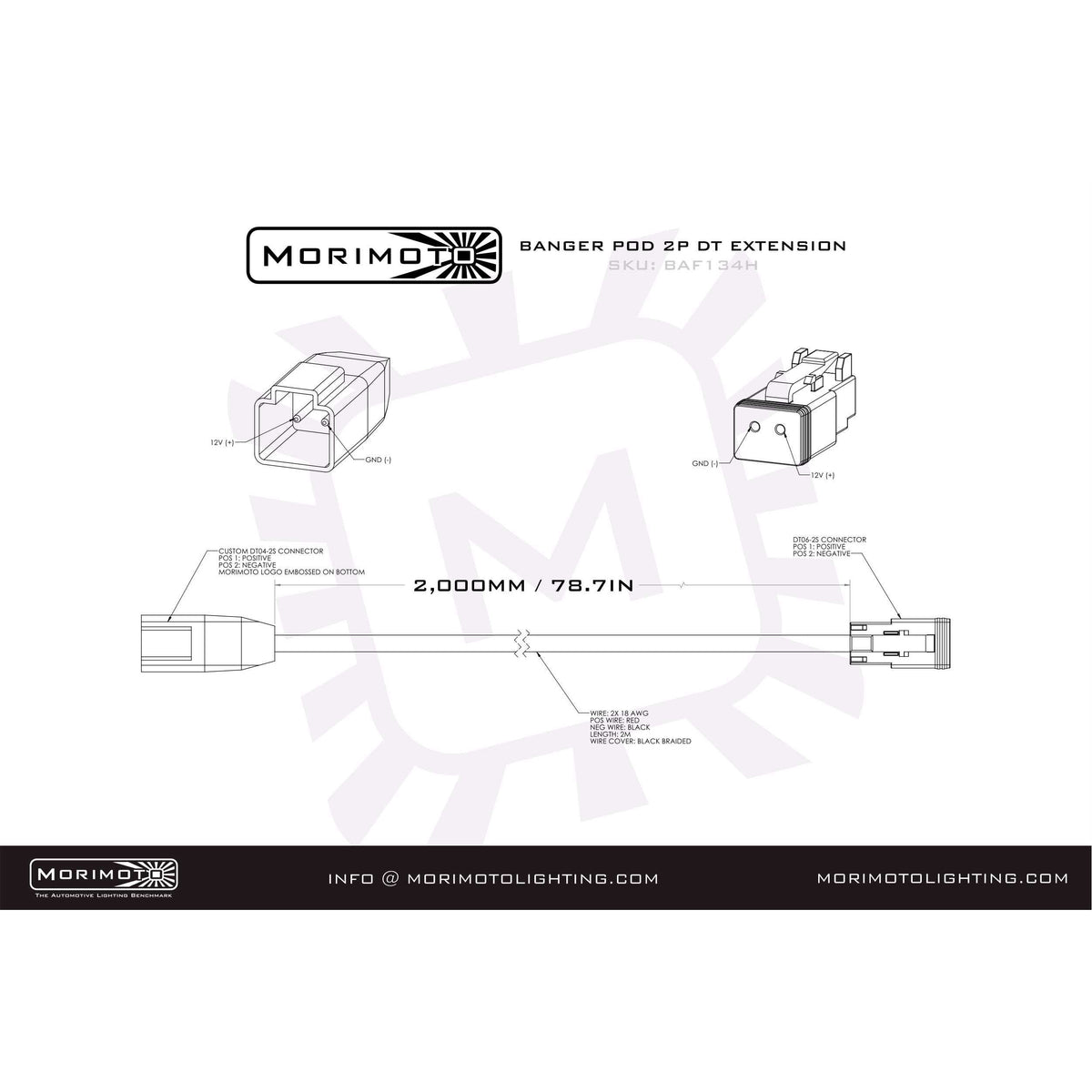 Morimoto 2P DT Extension Harness: (1/2/4Banger / 2m / Each)