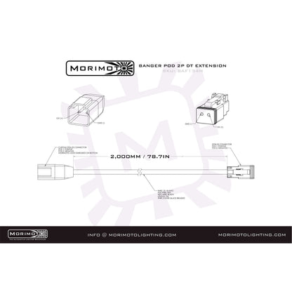 Morimoto 2P DT Extension Harness: (1/2/4Banger / 2m / Each)