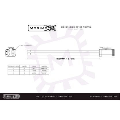 Morimoto Deutsch DT 4-Pin Pigtail: (6in / Each)