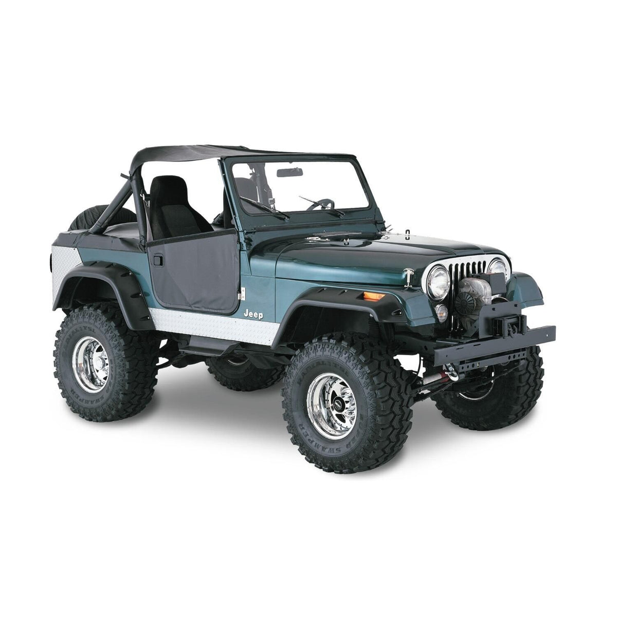 BUSHWACKER | Cut-Out 4-Piece Fender Flare Set | 1976-86 Jeep CJ7 | 10910-07