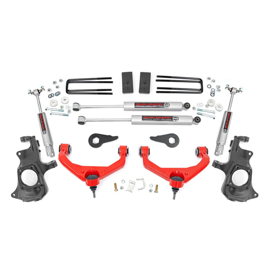 ROUGH COUNTRY 3.5 Inch Lift Kit | Knuckle | w/ Overloads | Chevy/GMC 2500HD/3500HD (11-19) | 97630RED
