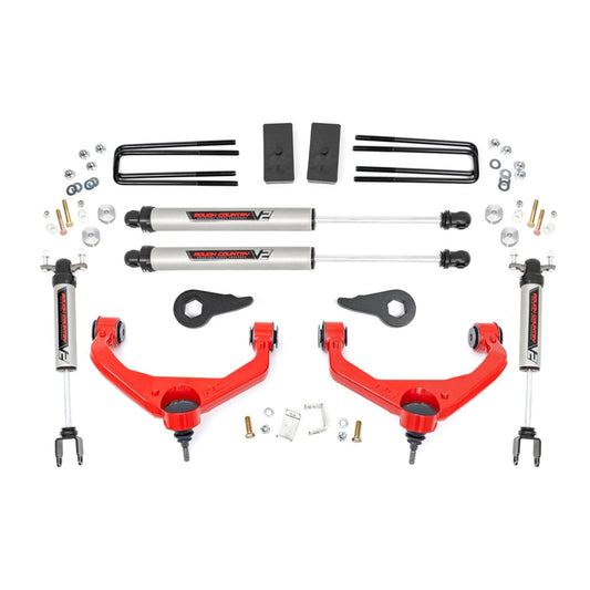 ROUGH COUNTRY 3.5 Inch Lift Kit | V2 | w/ Overloads | Chevy/GMC 2500HD/3500HD (11-19) | 97570RED