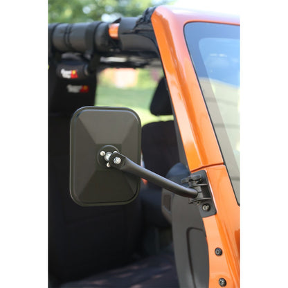RUGGED RIDGE | 11025.18 | 97-18 Wrangler Quick Release Mirror Kit Textured Black, Rectangular