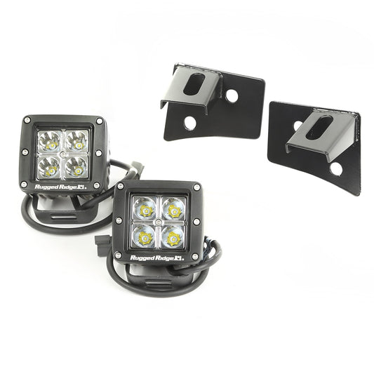 RUGGED RIDGE | 11027.1 | 07-16 Wrangler Windshield Bracket Led Light Kit,Square