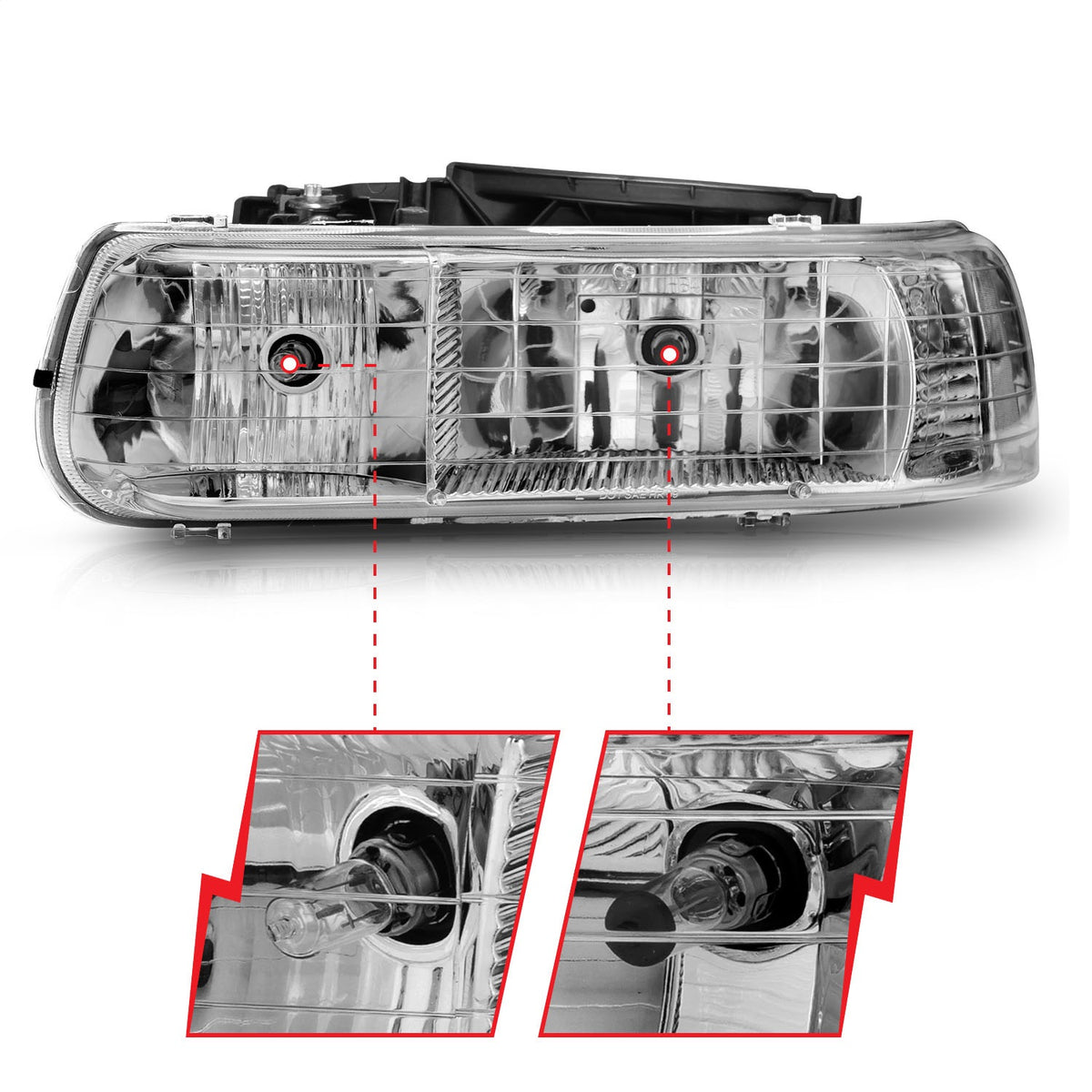 ANZO USA ZUKT_111011 Anzo ZUKT_111011 Crystal Headlight Set Clear Lens Chrome Housing
