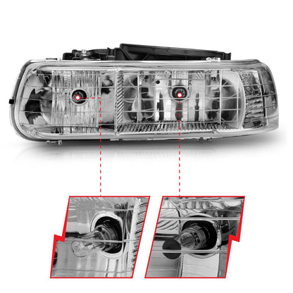 ANZO USA ZUKT_111011 Anzo ZUKT_111011 Crystal Headlight Set Clear Lens Chrome Housing