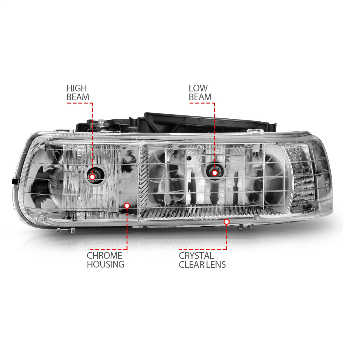 ANZO USA ZUKT_111011 Anzo ZUKT_111011 Crystal Headlight Set Clear Lens Chrome Housing
