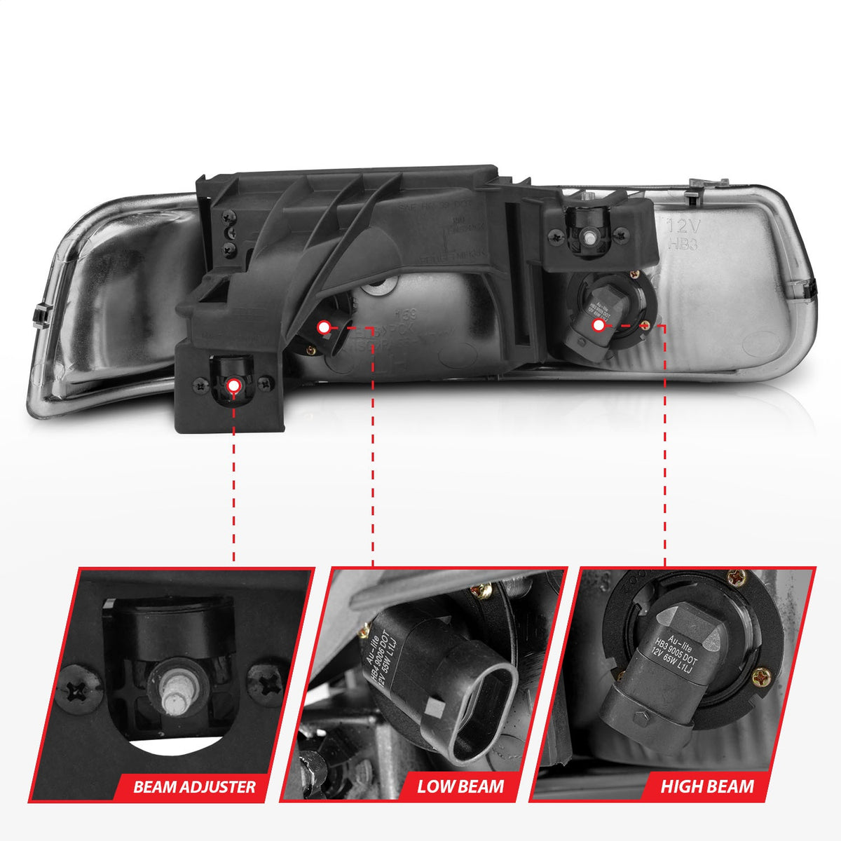 ANZO USA ZUKT_111011 Anzo ZUKT_111011 Crystal Headlight Set Clear Lens Chrome Housing