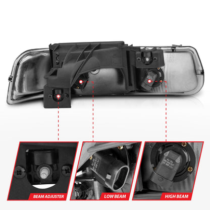 ANZO USA ZUKT_111011 Anzo ZUKT_111011 Crystal Headlight Set Clear Lens Chrome Housing