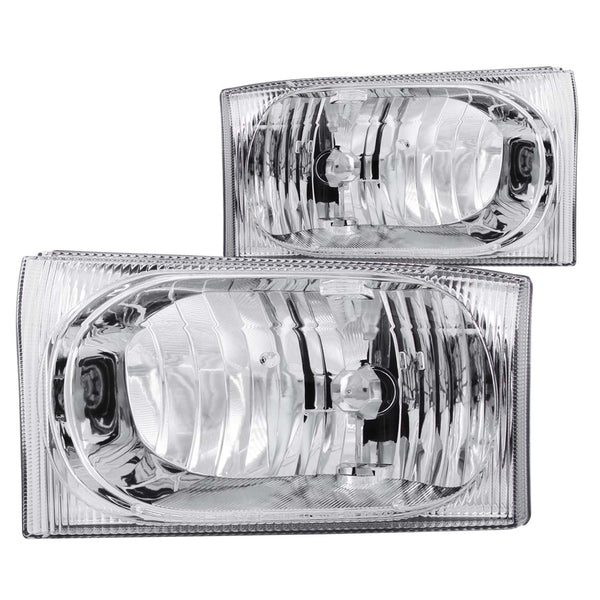 Anzo USA | Crystal Headlight Set Clear Lens Chrome Housing Pair | Fits F-250 Super Duty | 111023