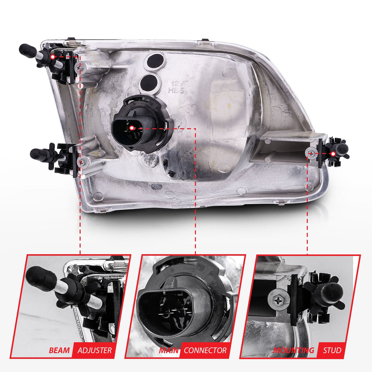 ANZO USA ZUKT_111030 Anzo ZUKT_111030 Crystal Headlight Set Clear Lens Chrome Housing