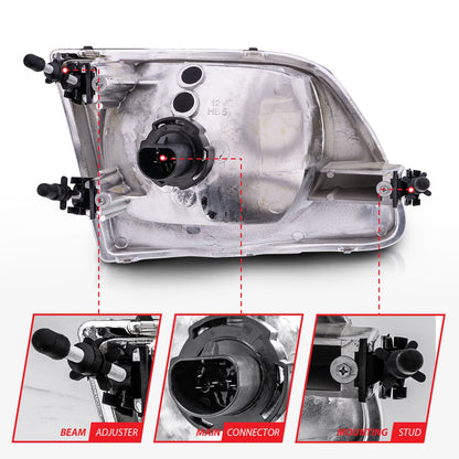 ANZO USA ZUKT_111030 Anzo ZUKT_111030 Crystal Headlight Set Clear Lens Chrome Housing