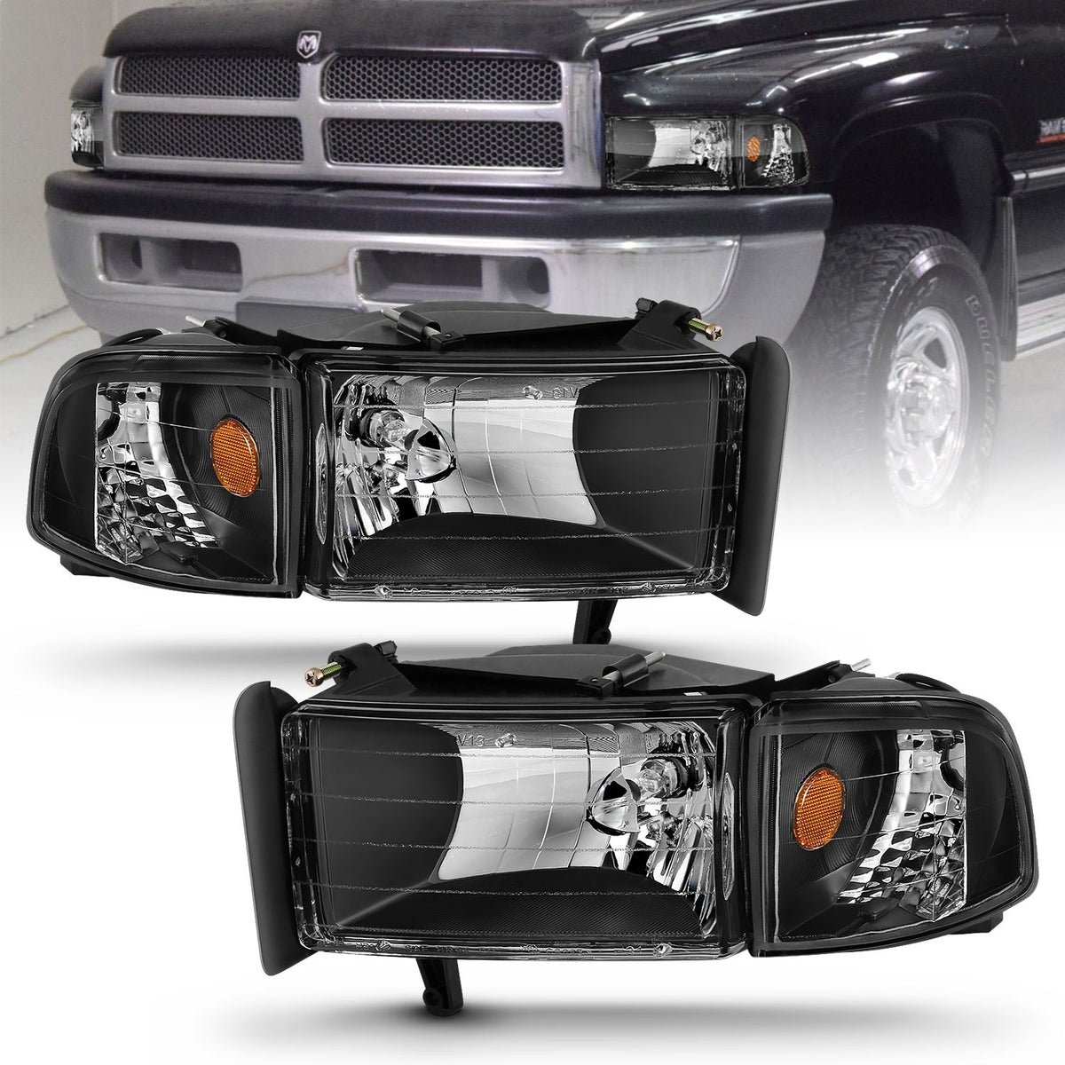 ANZO USA ZUKT_111067 Anzo ZUKT_111067 Crystal Headlight Set Clear for Ram 1500 for 111067