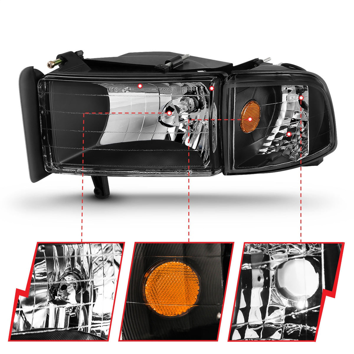 ANZO USA ZUKT_111067 Anzo ZUKT_111067 Crystal Headlight Set Clear for Ram 1500 for 111067