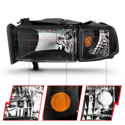 ANZO USA ZUKT_111067 Anzo ZUKT_111067 Crystal Headlight Set Clear for Ram 1500 for 111067