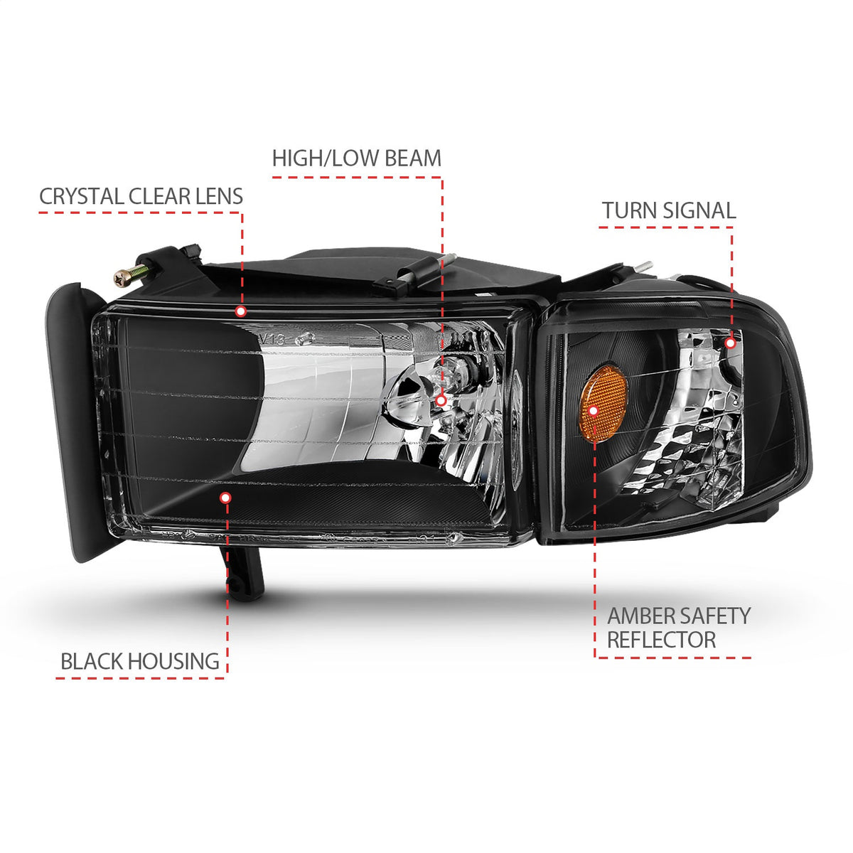 ANZO USA ZUKT_111067 Anzo ZUKT_111067 Crystal Headlight Set Clear for Ram 1500 for 111067