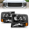 Anzo USA | Crystal Headlight Set Clear Lens Black Housing w/Corner Lights 2 pc. Pair | Fits F-250 Super Duty | 111080
