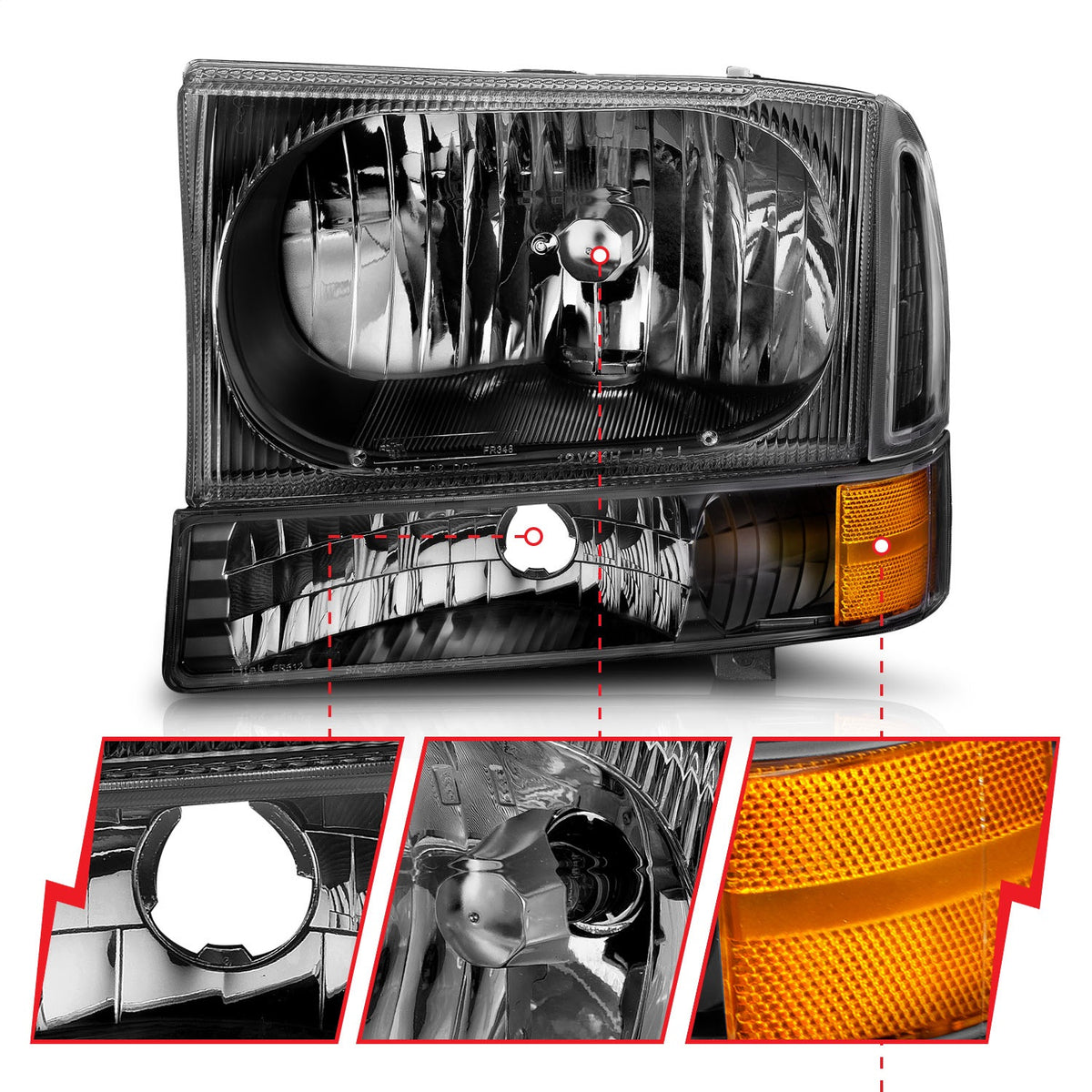 ANZO USA ZUKT_111080 Anzo ZUKT_111080 Crystal Headlight Set Clear Lens Black Housing