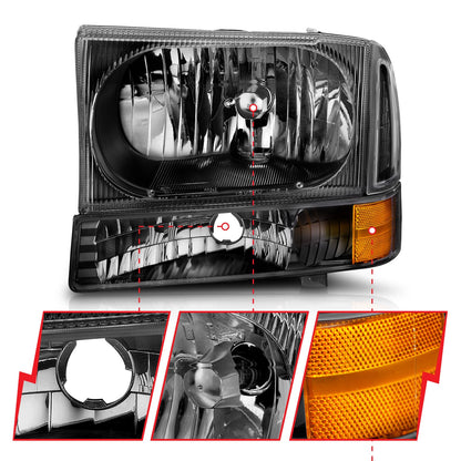 ANZO USA ZUKT_111080 Anzo ZUKT_111080 Crystal Headlight Set Clear Lens Black Housing