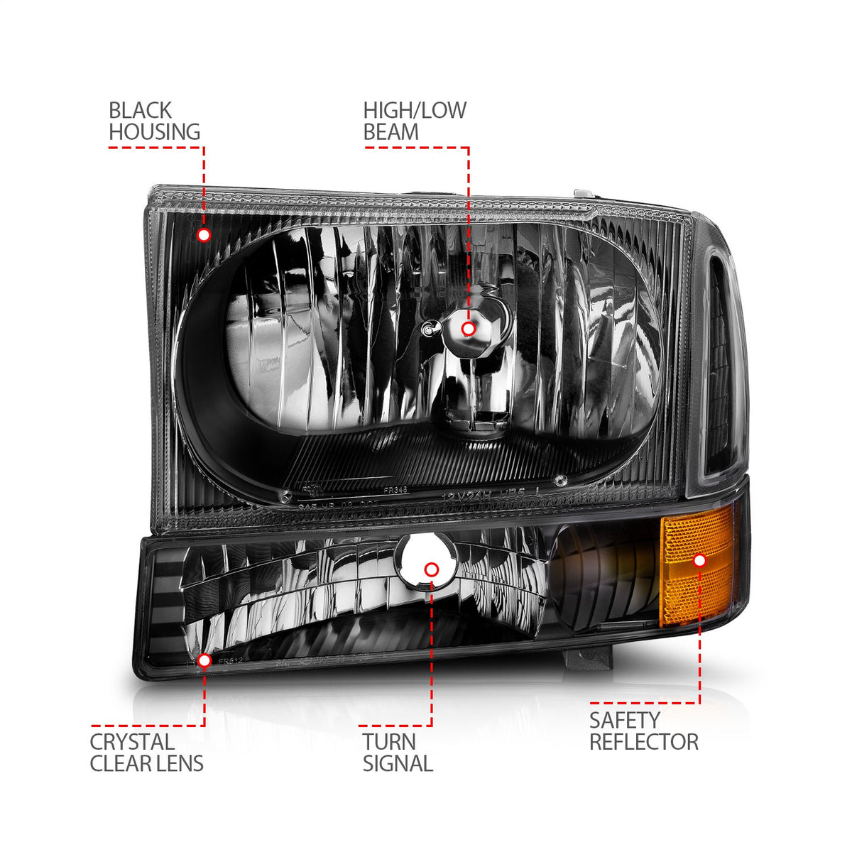 ANZO USA ZUKT_111080 Anzo ZUKT_111080 Crystal Headlight Set Clear Lens Black Housing
