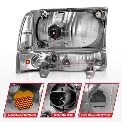 ANZO USA ZUKT_111080 Anzo ZUKT_111080 Crystal Headlight Set Clear Lens Black Housing