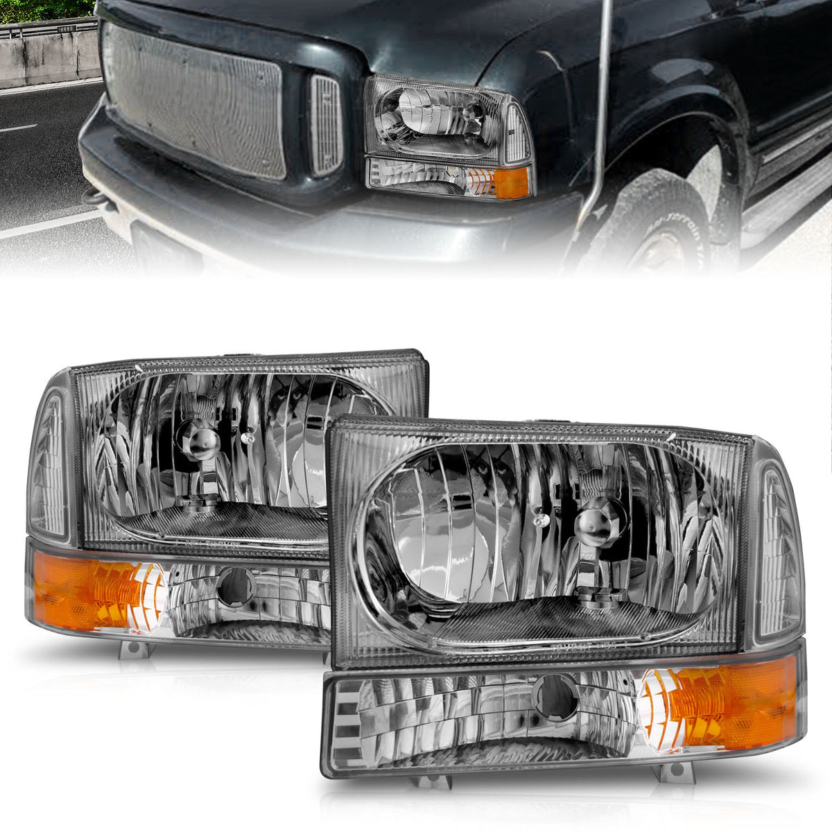 ANZO USA ZUKT_111081 Anzo ZUKT_111081 Crystal Headlight Set Clear Lens Chrome Housing