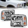 Anzo USA | Crystal Headlight Set Clear Lens Chrome Housing w/LED Bar/ LED Parking Pair | Fits F-250 Super Duty | 111088