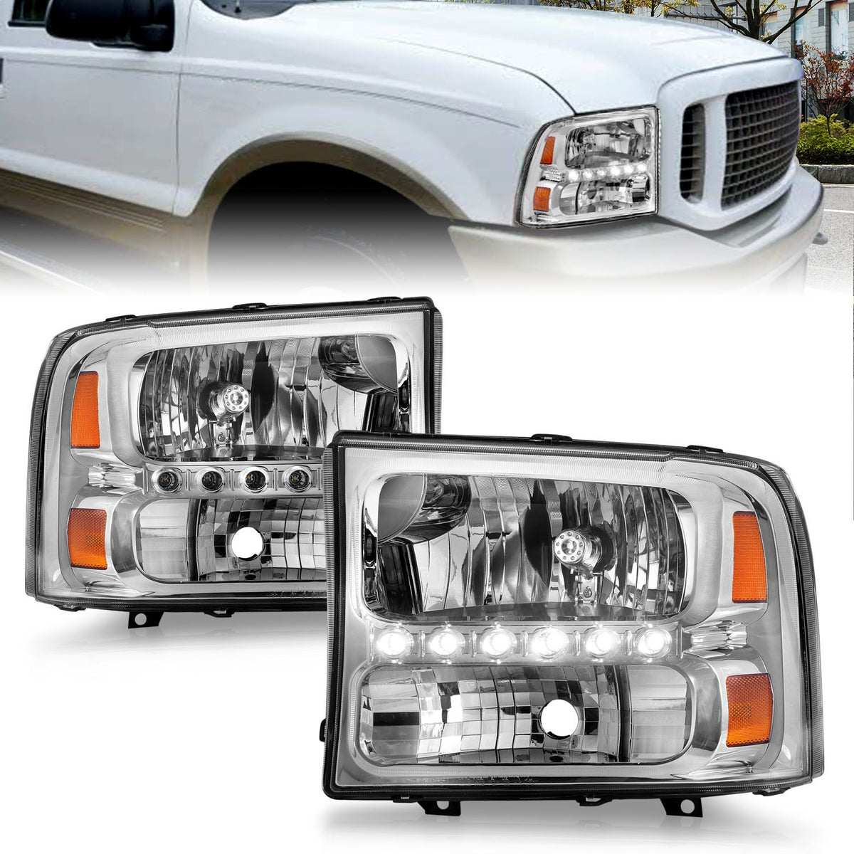 ANZO USA ZUKT_111088 Anzo ZUKT_111088 Crystal Headlight Set Clear Lens Chrome Housing