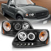 Anzo USA | Projector Headlight Set w/Halo Clear Lens Black Housing RX Halo w/LED Parking/Projector/Halo Pair | Fits F-150 | 111097