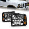 Anzo USA | Crystal Headlight Set Clear Lens Black Housing w/LED Pair | Fits F-250 Super Duty | 111106