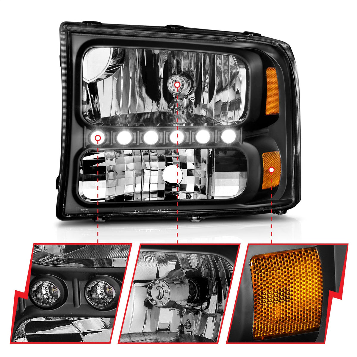 ANZO USA ZUKT_111106 Anzo ZUKT_111106 Crystal Headlight Set Clear Lens Black Housing