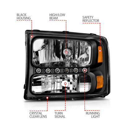 ANZO USA ZUKT_111106 Anzo ZUKT_111106 Crystal Headlight Set Clear Lens Black Housing