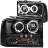 Anzo USA | Projector Headlight Set w/Halo Clear Lens Black Housing w/LED Strip SMD LED. Pair | Fits F-250 Super Duty | 111117