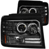 Anzo USA | Projector Headlight Set w/Halo Clear Lens Black Housing w/LED Bar/Parking/Projector/Halo Pair | Fits F-150 | 111184