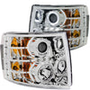 Anzo USA | Projector Headlight Set w/Halo Clear Lens Chrome Housing w/LED Parking/Projector/Halo Pair | Fits Silverado 1500 | 111199